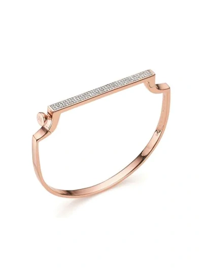 Monica Vinader Rose Gold Vermeil Signature Thin Diamond Bangle In Rose Gold/ Diamond