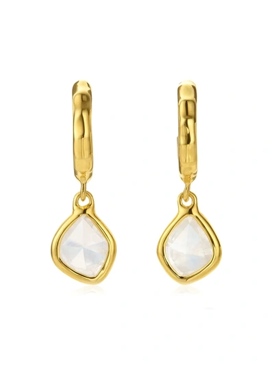 Monica Vinader Siren Mini Nugget Hoop Moonstone Earrings In Gold/ Moonstone