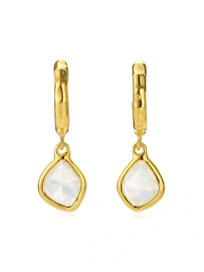 Monica Vinader Siren Mini Nugget Hoop Moonstone Earrings In Gold