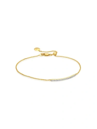 Monica Vinader Skinny Short Bar Diamond Bracelet In Yellow Gold