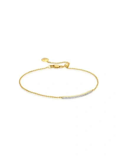 Monica Vinader Skinny Short Bar Diamond Bracelet In Gold