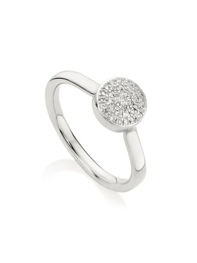 Monica Vinader Fiji Button Diamond Ring In Silver