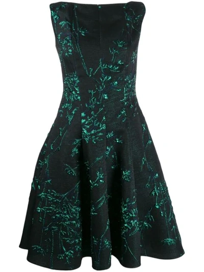 Talbot Runhof Korbut Silk Jacquard Dress In Black