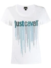 Just Cavalli Embellished Logo T-shirt In White