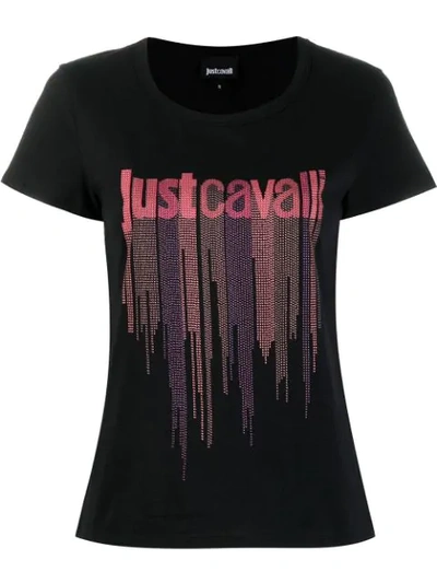 Just Cavalli Studded Logo T-shirt In Black