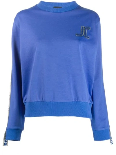 Just Cavalli Embroidered Logo Sweatshirt In Blue