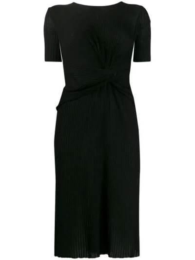 Alberta Ferretti Twist Plisse Midi Dress In Black