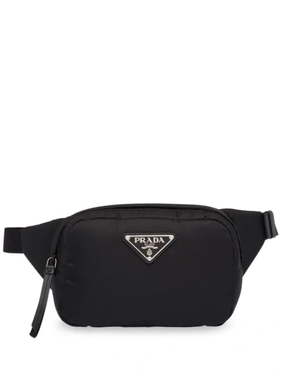 Prada Logo-plaque Padded Belt Bag In Black