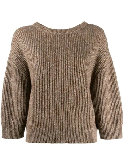 Brunello Cucinelli Lurex Knitted Sweater In Brown