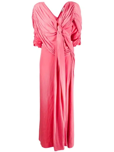 Lanvin Pleated Floor Length Gown In Pink