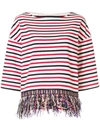 Coohem Fringed Striped T-shirt In Multicolour