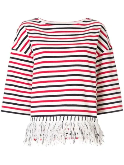Coohem Fringed Striped T-shirt In Multicolour
