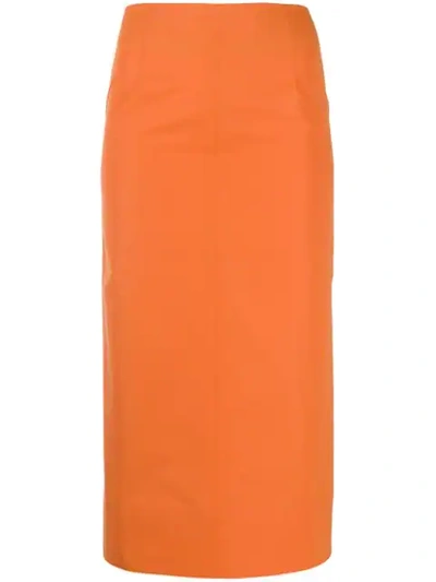 Kwaidan Editions Poplin Pencil Skirt In Orange
