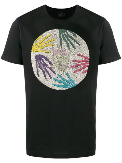 Ps By Paul Smith Skeleton Hands Print T-shirt In Black