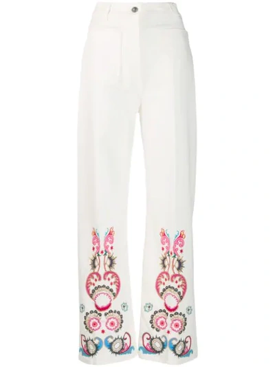 Etro Flared Embroidered Jeans - White