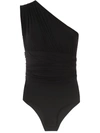 Amir Slama Ruched Panelled Body Top In Black