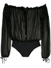 Amir Slama Off-shoulder Ruched Body In Black