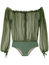 Amir Slama Ruched Off-shoulder Body In Green