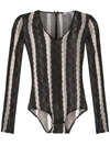 Amir Slama Floral Sheer Panelled Body In Black
