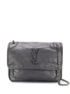 Saint Laurent Niki Leather Shoulder Bag In Grey