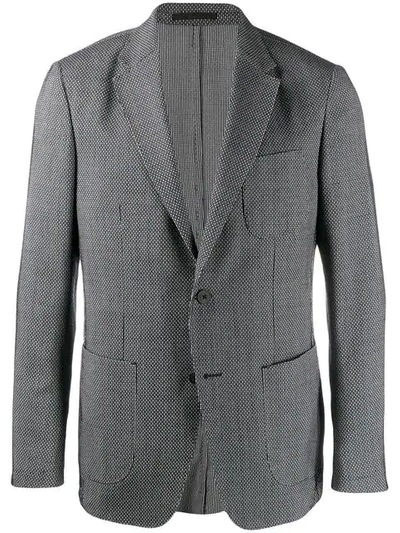Z Zegna Micro-pattern Blazer In Grey