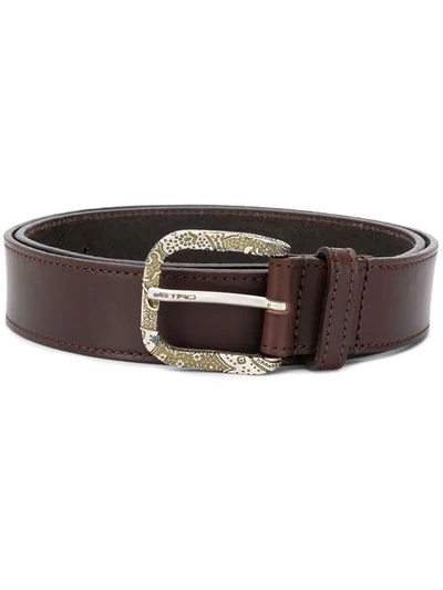 Etro Embroidered Belt - Brown