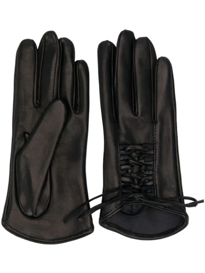 Manokhi Lace Up Gloves In Black