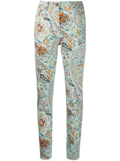 Etro Patterned Slim-fit Jeans In Blue