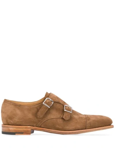 John Lobb William Monk Strap Shoes In Brown