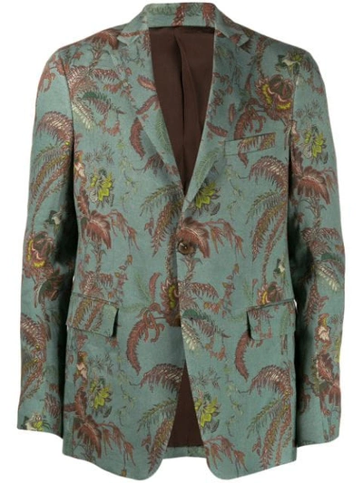 Etro Leaf Print Blazer In Green