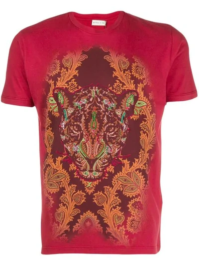 Etro Leopard Print T-shirt In Red