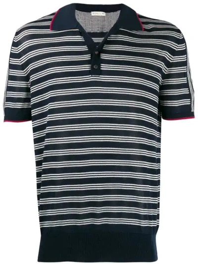 Etro Striped Knit Polo Shirt In Blue