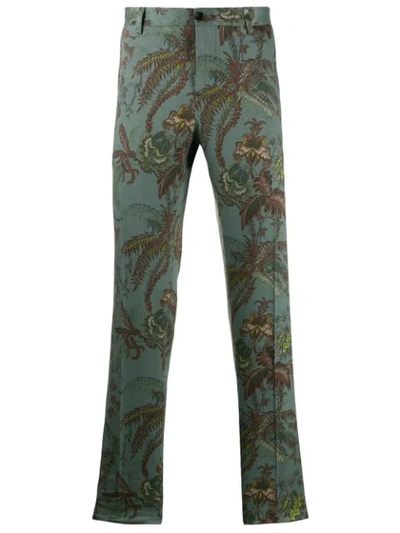Etro Floral Print Suit Trousers In Green