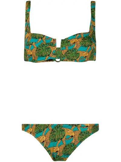 Reina Olga Jungle Fever-print Bikini - Green In Green