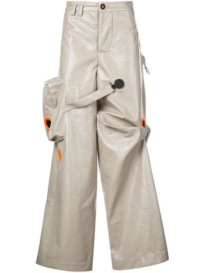 Angus Chiang Oversized Large Eyelet Trousers In Grey ,orange