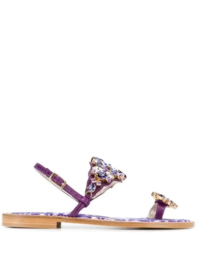 Emanuela Caruso Embellished Open-toe Sandals In Purple