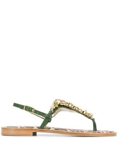 Emanuela Caruso Embellished Open-toe Sandals In Green