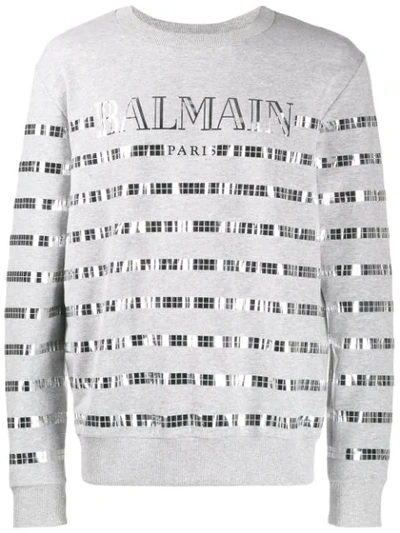 Balmain Mirror Application Sweatshirt In Grey