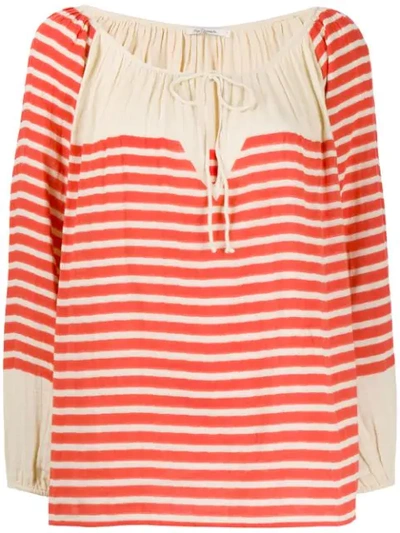 Mes Demoiselles Striped Drawstring Top - Red
