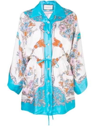 Gucci Printed Kimono Shirt In Blue
