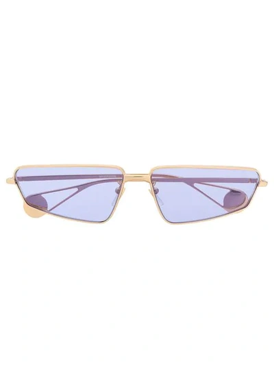 Gucci Blue Rectangular Sunglasses Gg0537s00663 In Gold