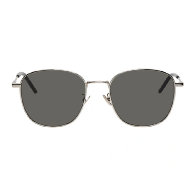 Saint Laurent Eyewear Rounded Sunglasses - Silver In 002 Silver