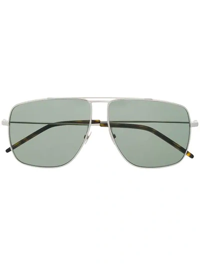 Saint Laurent Square Frame Sunglasses In Silver