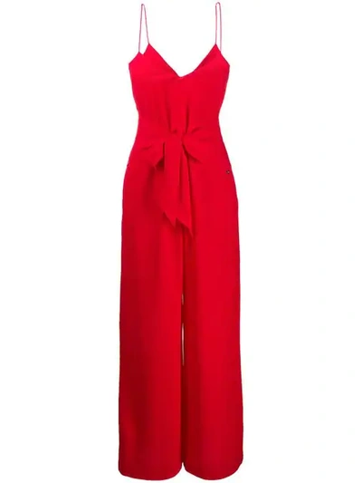 Armani Exchange Straight-fit Jumpsuit With Front Knot - Red