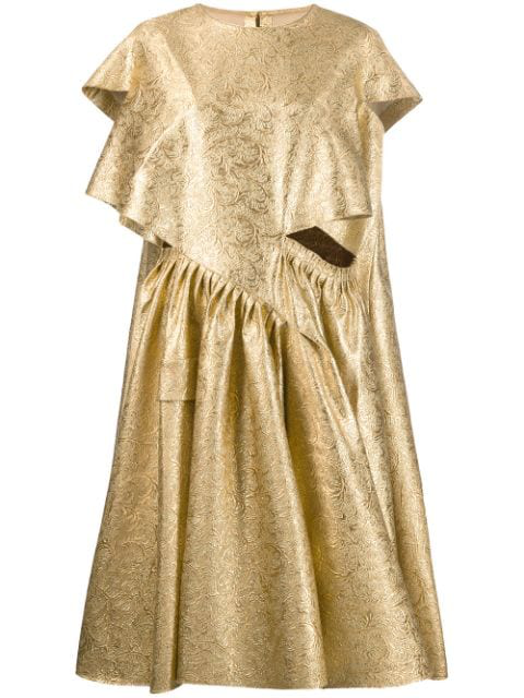 Maison Margiela Abstract Dress In Gold | ModeSens