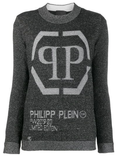 Philipp Plein Logo Lurex Jumper In Black