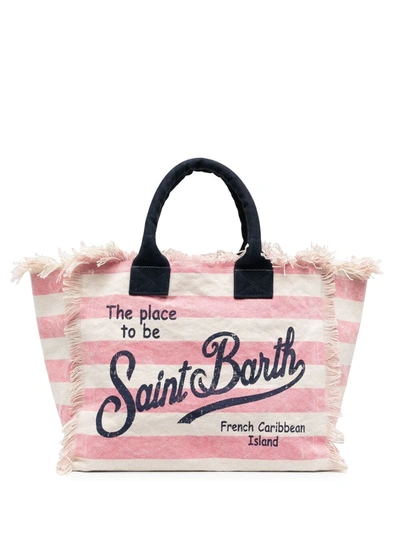 Mc2 Saint Barth Stripe-print Beach Bag In Pink