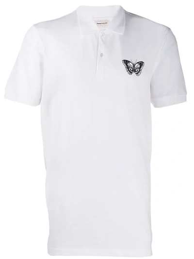 Alexander Mcqueen Embroidered Cotton-piqué Polo Shirt In White