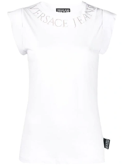 Versace Jeans Studded Logo Top In White