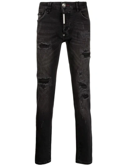 Philipp Plein Distressed Slim-fit Jeans - Grey